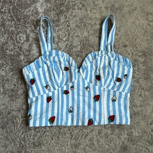 NEW Anthropologie Maeve Striped Strawberry Cropped Cami